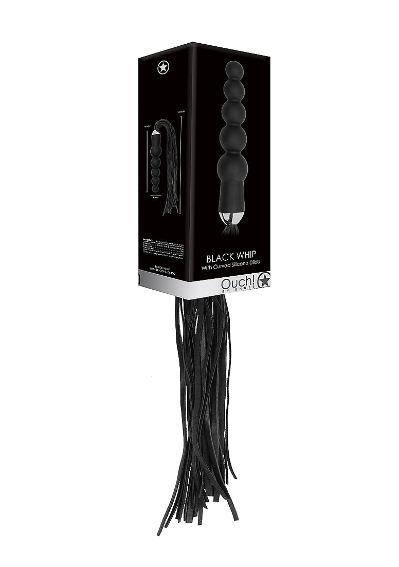 Black Whip with Curved Silicone Dildo -