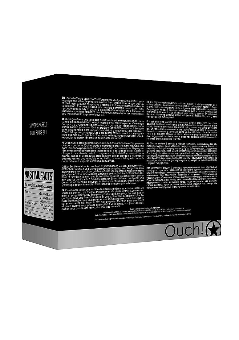 Juego de 3 plugs anal en acrílico - Plateado