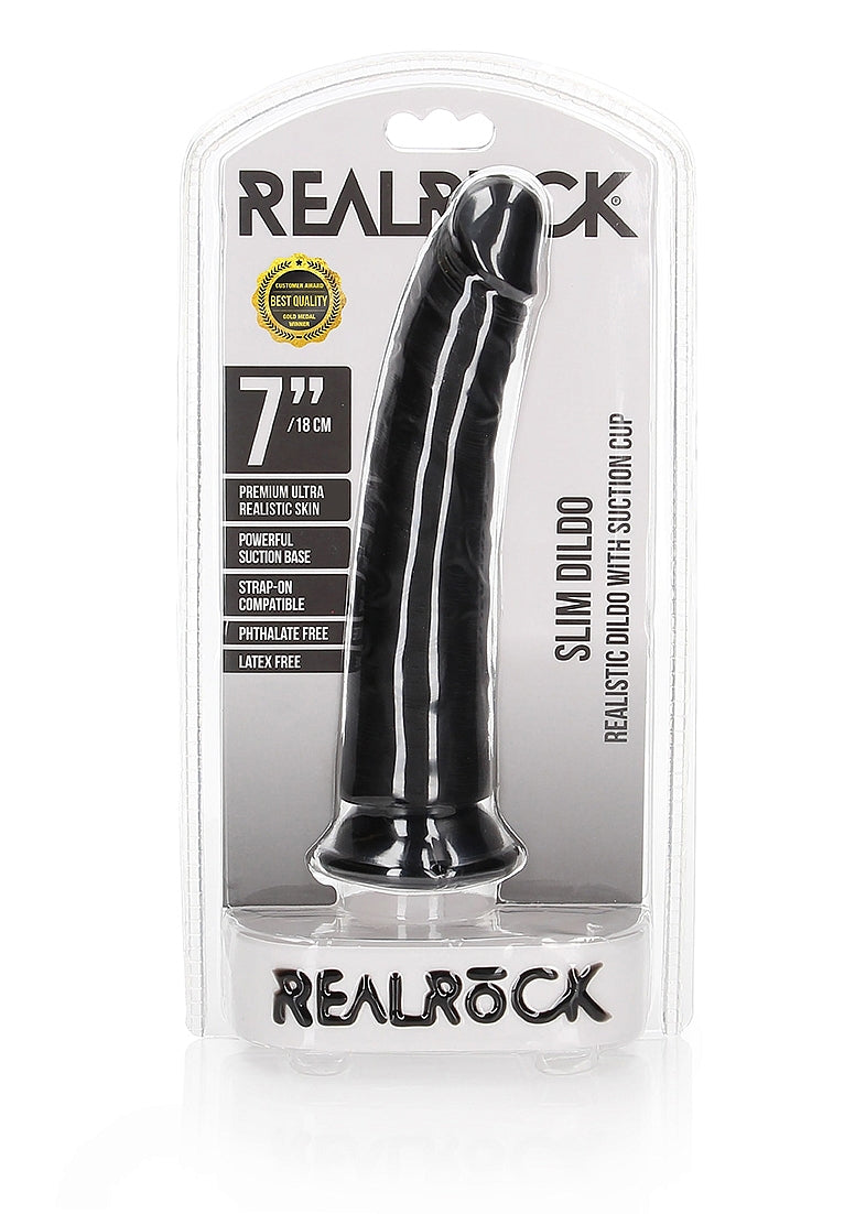 Slim Realistic Dildo with Suction Cup - 7"/18
