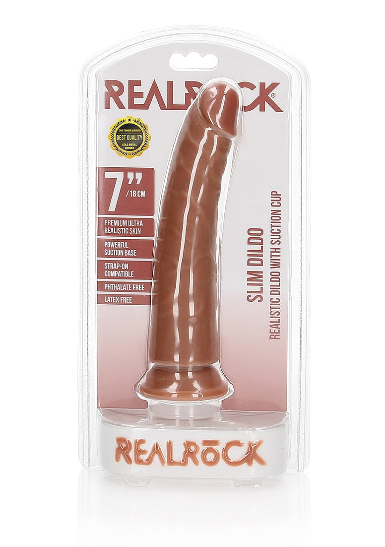 Slim Realistic Dildo with Suction Cup - 7"/18
