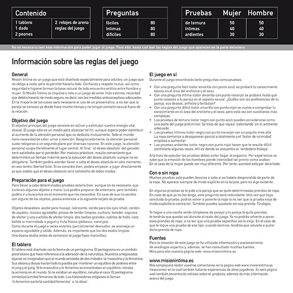 Juego de Mesa Erótico (ES) para Parejas