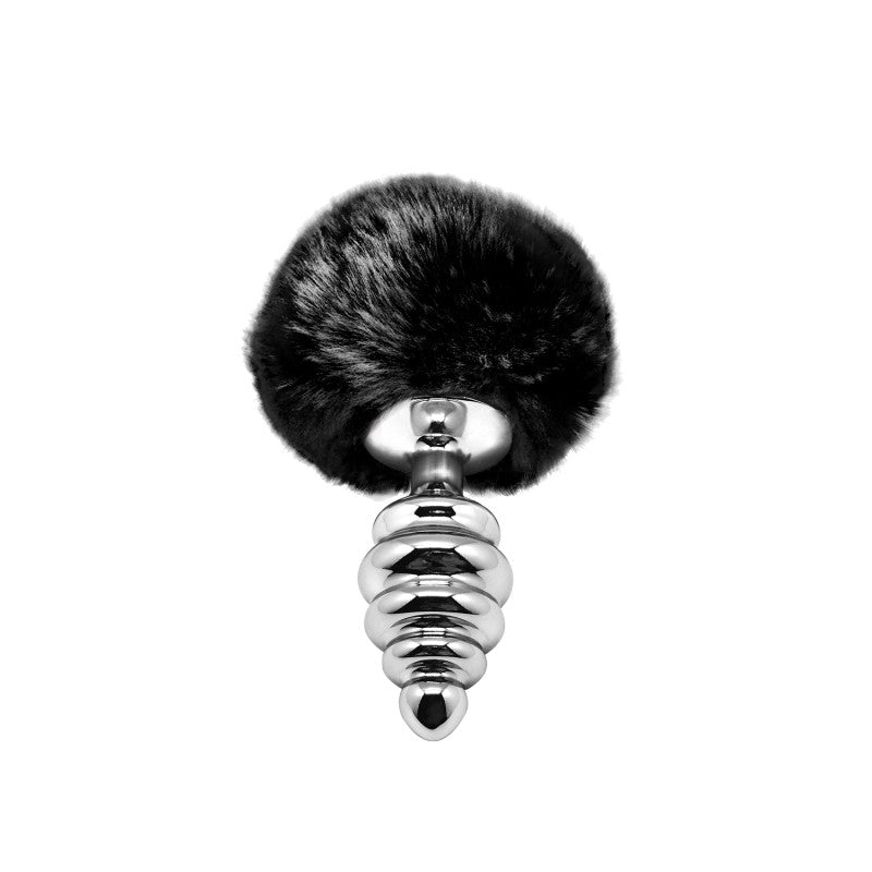 Alive - Metal Anal Fluffly Twist Plug Black - Talla M