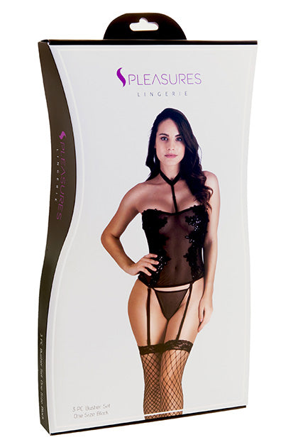 Conjunto Bustier Floral Negro TU