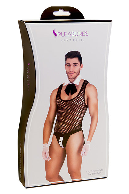 Disfraz mayordomo Set Negro/Blanco TU