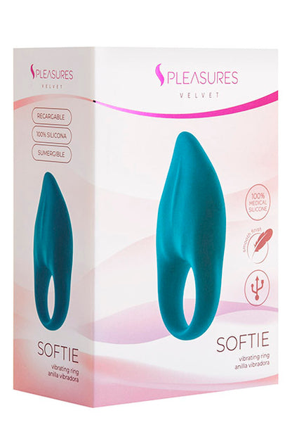 S Pleasures Velvet Softie Vibrating Ring Turquoise