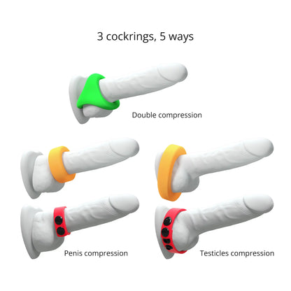 Kit Neon Ring - 3 Cockrings Liquid Silicone