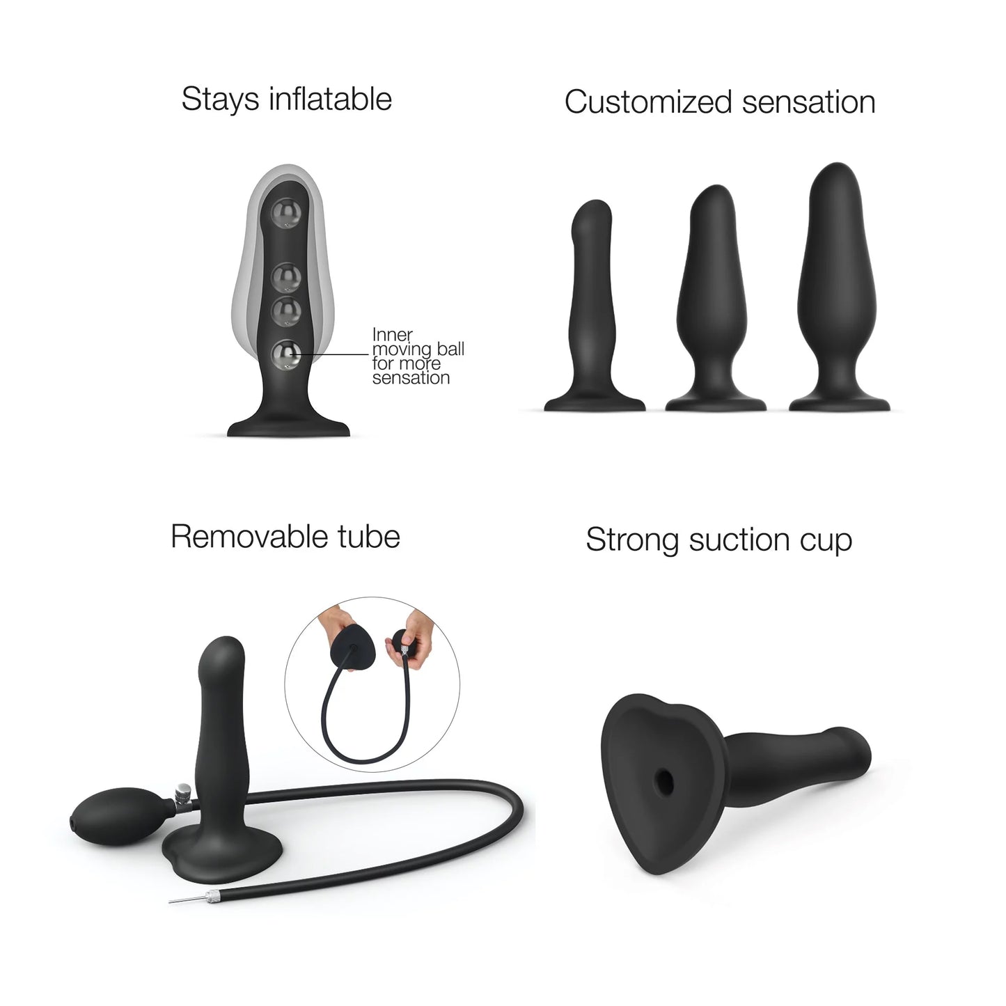 Inflatable Dildo Plug - Noir - One Adjustable Size