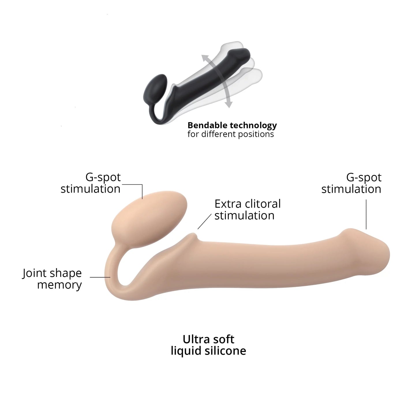 Strap-On Semi-Realiste Bendable Vanille - S