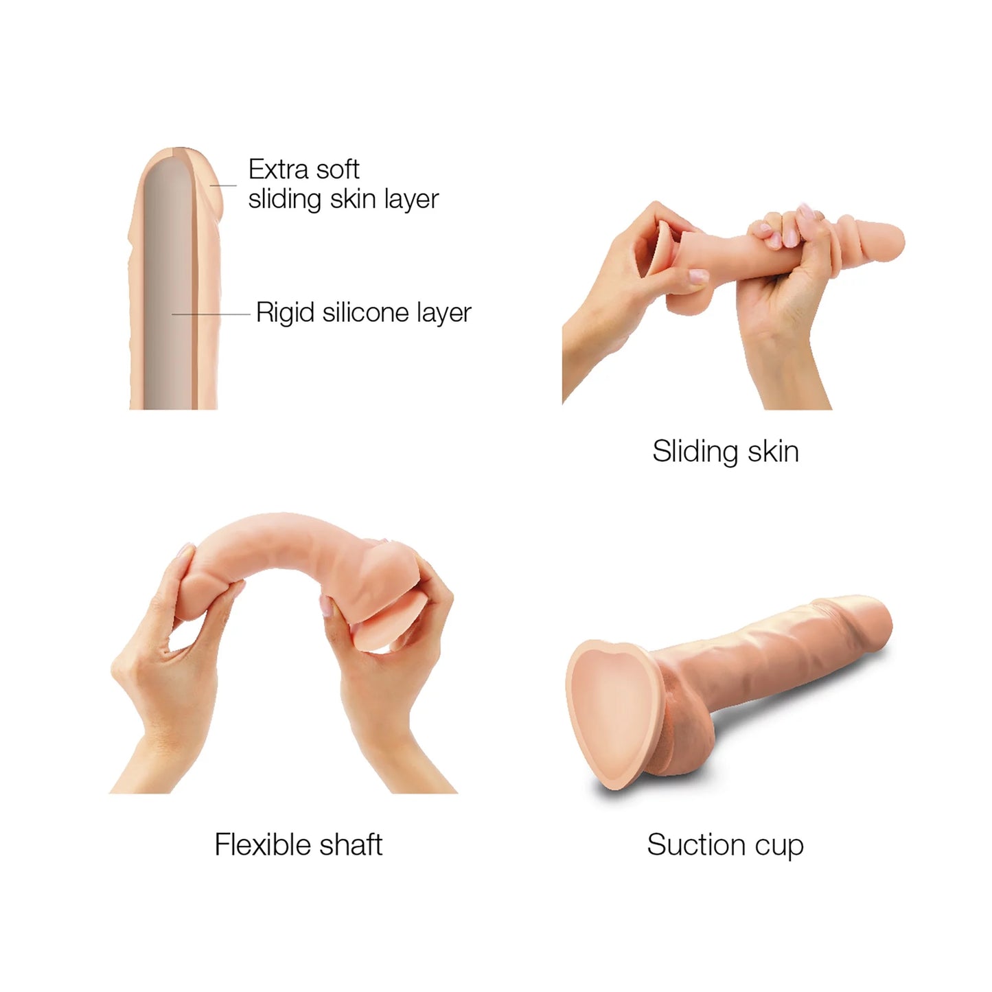 Sliding Skin Realistic Dildo Vanille - L