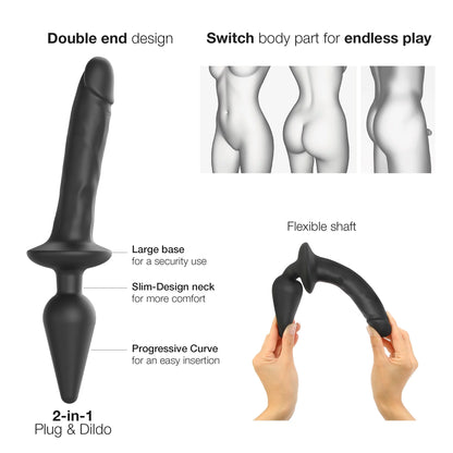 Switch Plug-In Realistic Dildo Noir - S