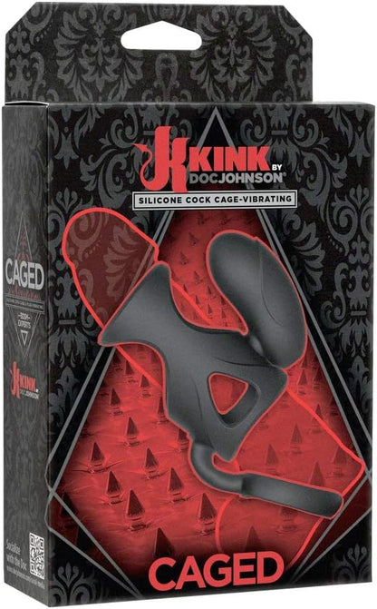 Caged Silicone Cock Cage Vibrating - Black