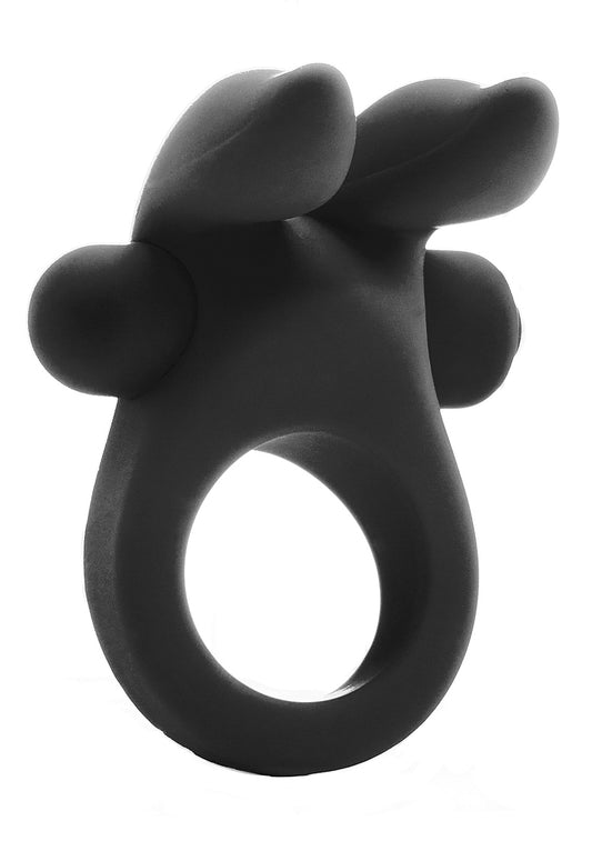 Bunny Cockring with Stimulating Ears- Black