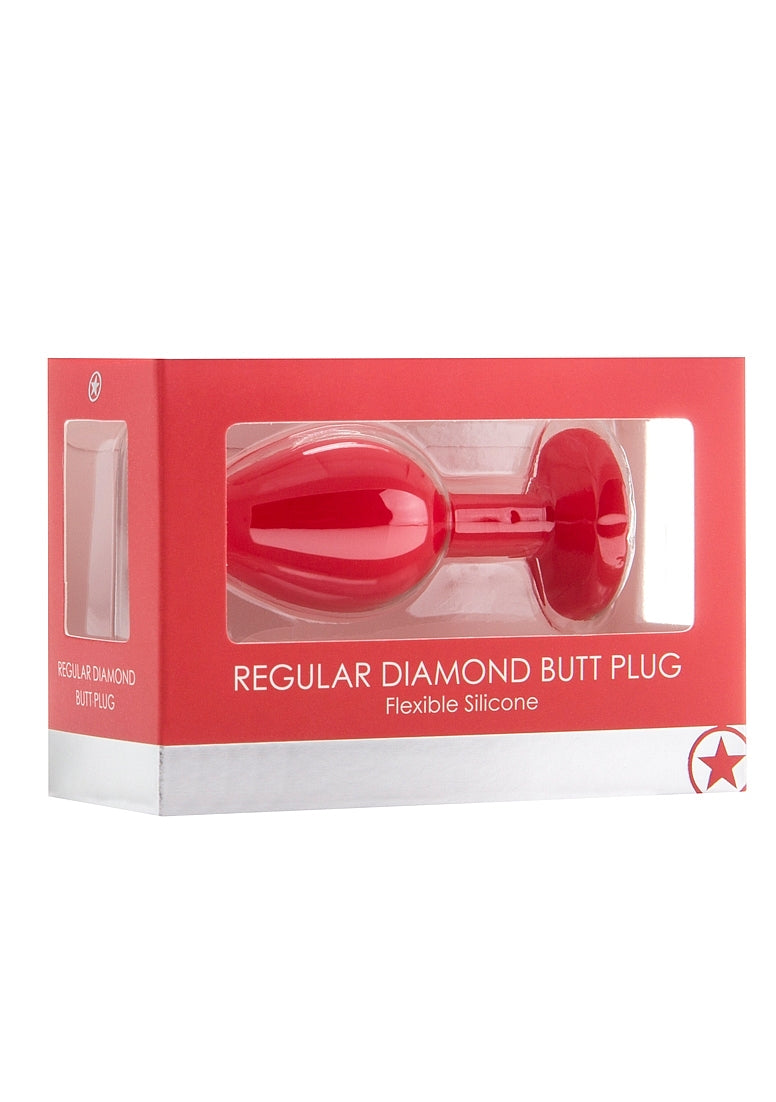 Regular Diamond Butt Plug - Red