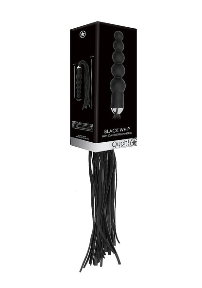 Black Whip with Curved Silicone Dildo -