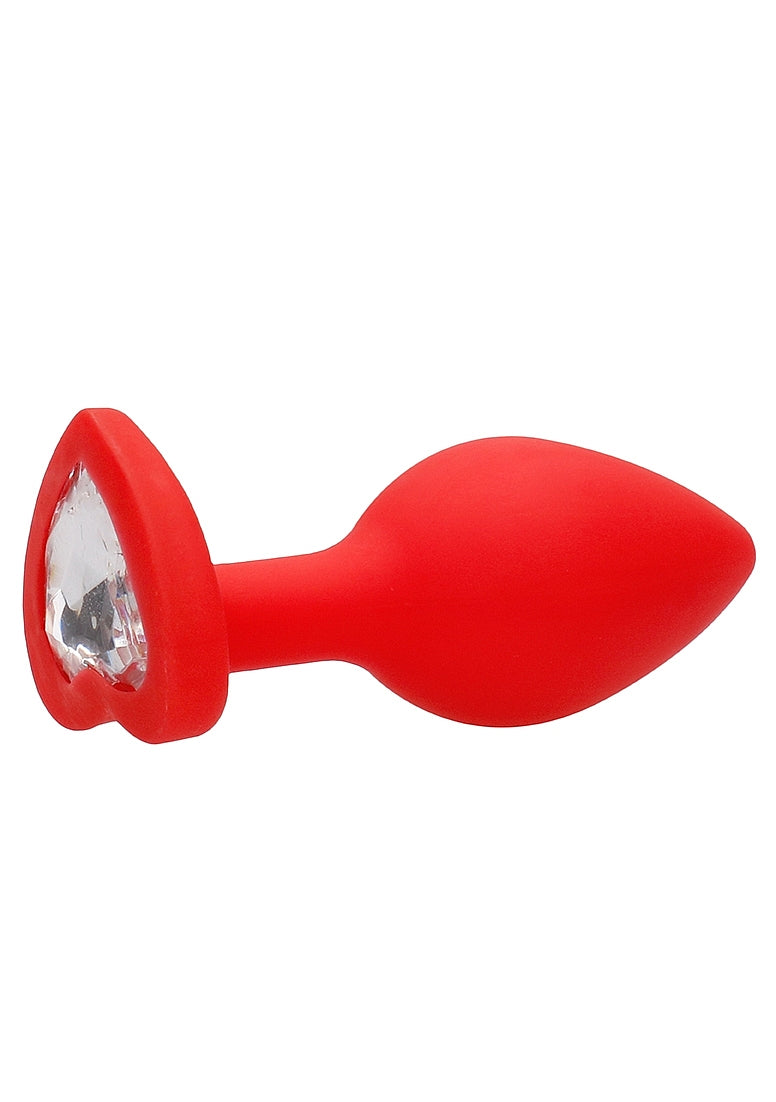 Plug anal en forme de cœur en diamant - Régulier - Rouge
