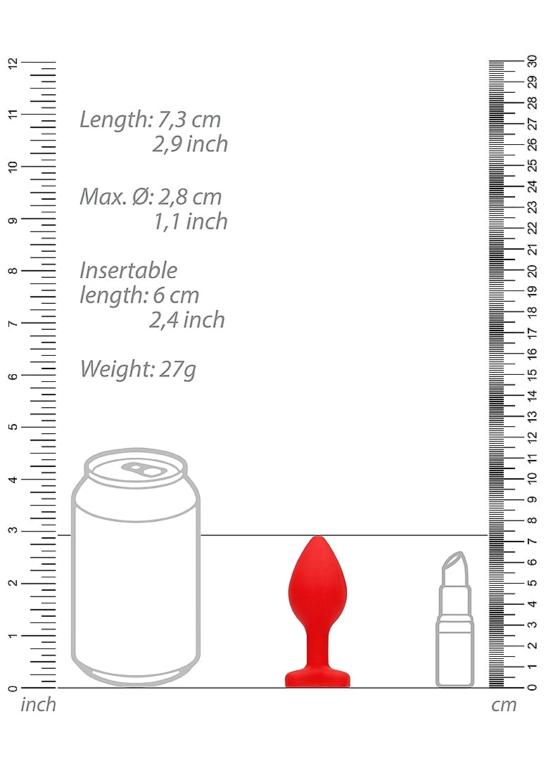 Plug anal en forme de cœur en diamant - Régulier - Rouge