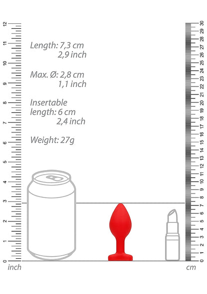 Plug anal en forme de cœur en diamant - Régulier - Rouge