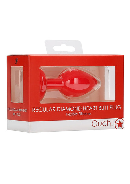 Plug anal en forme de cœur en diamant - Régulier - Rouge