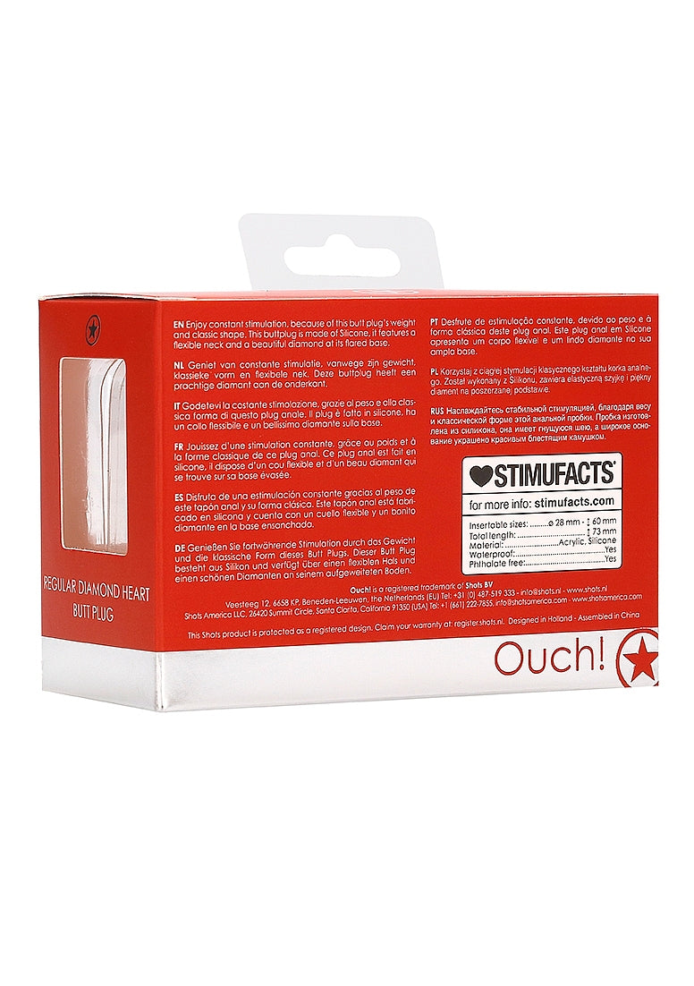 Plug anal en forme de cœur en diamant - Régulier - Rouge