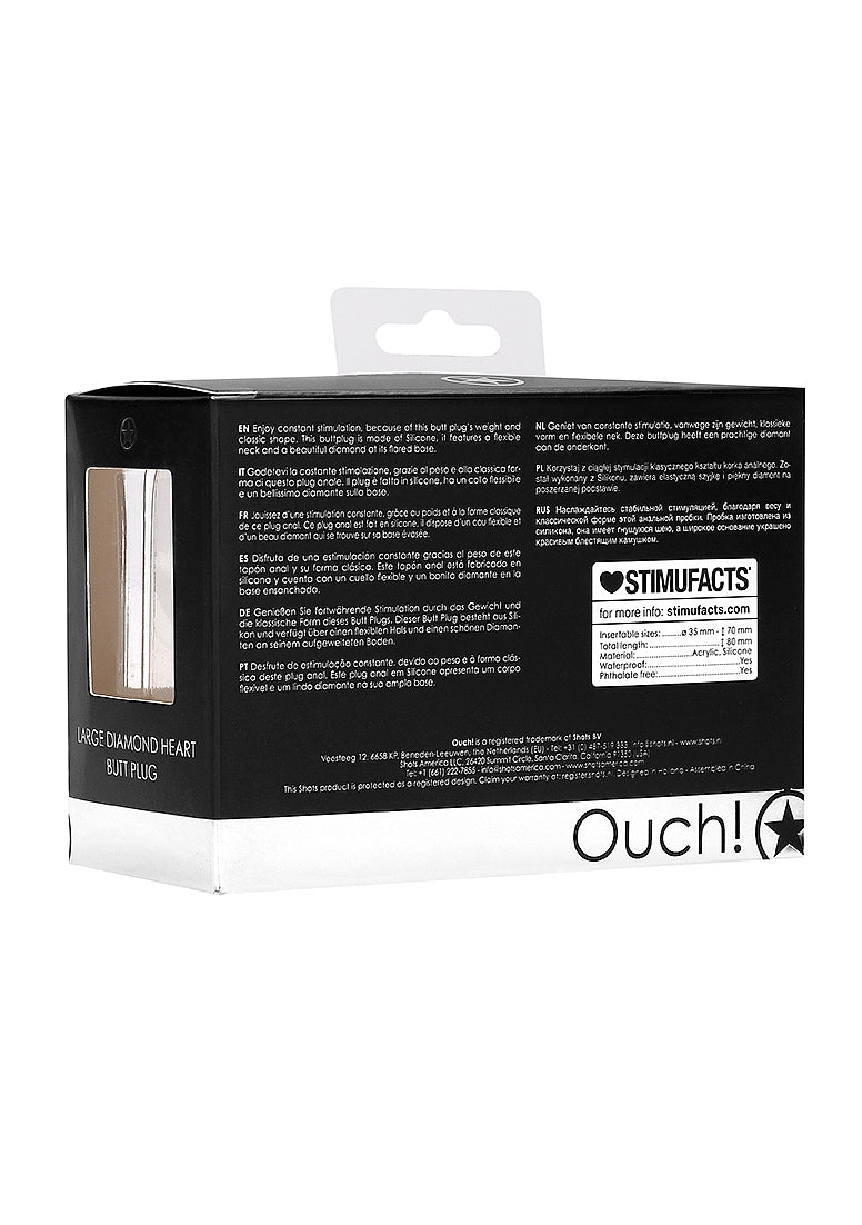 Plug anal en forme de cœur en diamant - Grand - Noir