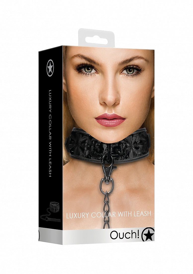 Ouch! - Luxury Collar with Leash - Black
