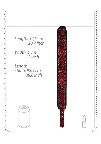 Ouch! - Luxury Collar With Leash - Burgundy