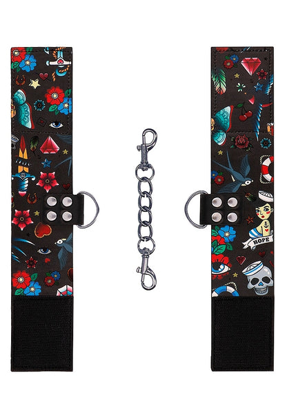 Printed Ankle Cuffs - Old School Tattoo Style