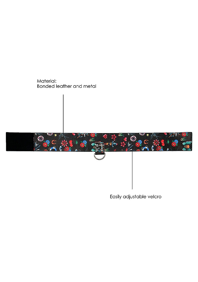 Printed Collar With Leash - Old School