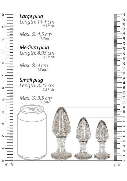 Juego de 3 plugs anal en acrílico - Plateado