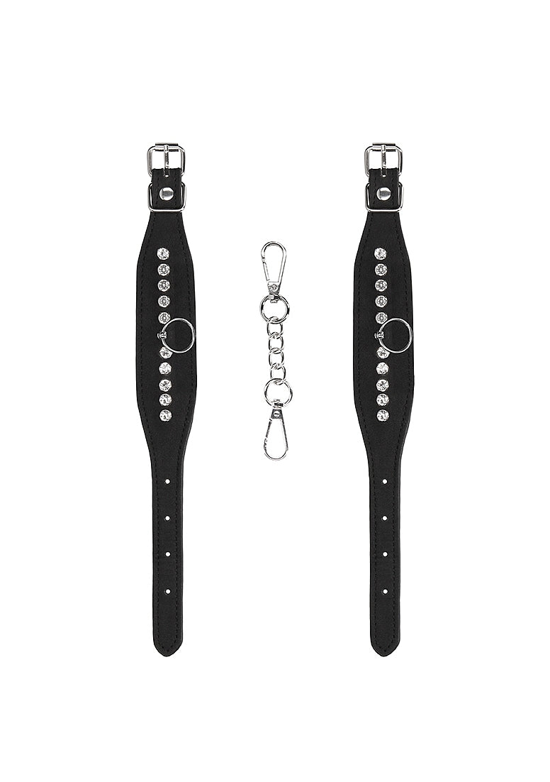 Diamond Studded Wrist Cuffs - Black