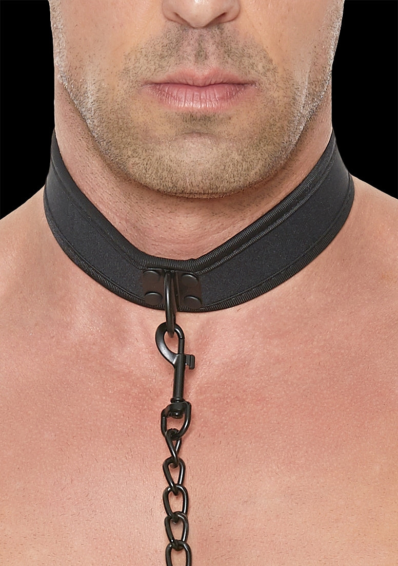 Ouch Puppy Play - Neoprene Collar With Chain