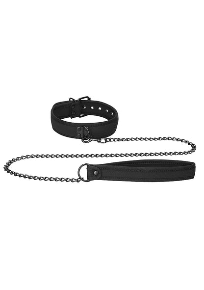 Ouch Puppy Play - Neoprene Collar With Chain