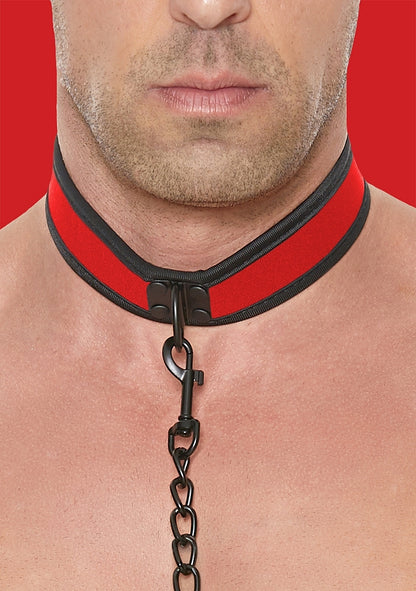 Ouch Puppy Play - Neoprene Collar With Chain