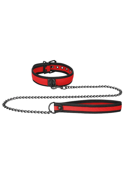 Ouch Puppy Play - Neoprene Collar With Chain