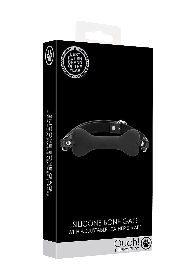 Ouch Puppy Play - Silicone Bone Gag - Black