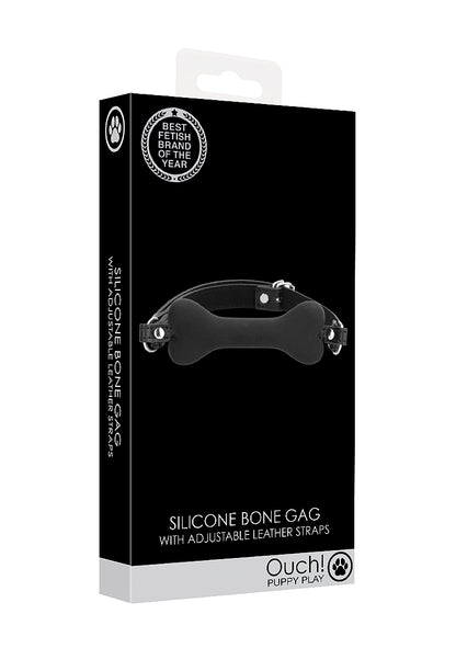 Ouch Puppy Play - Silicone Bone Gag - Black