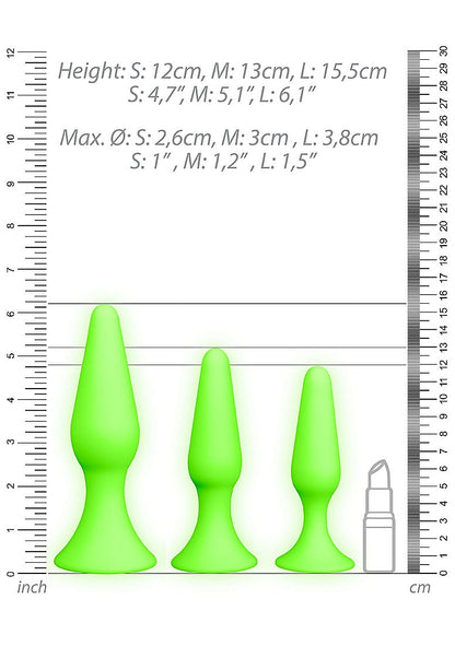 Set de 3 Plugs Brilla en la Oscuridad - Ouch!