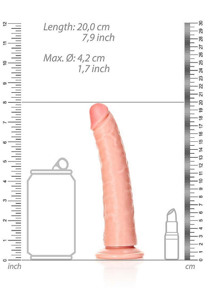 Slim Realistic Dildo with Suction Cup - 7"/18