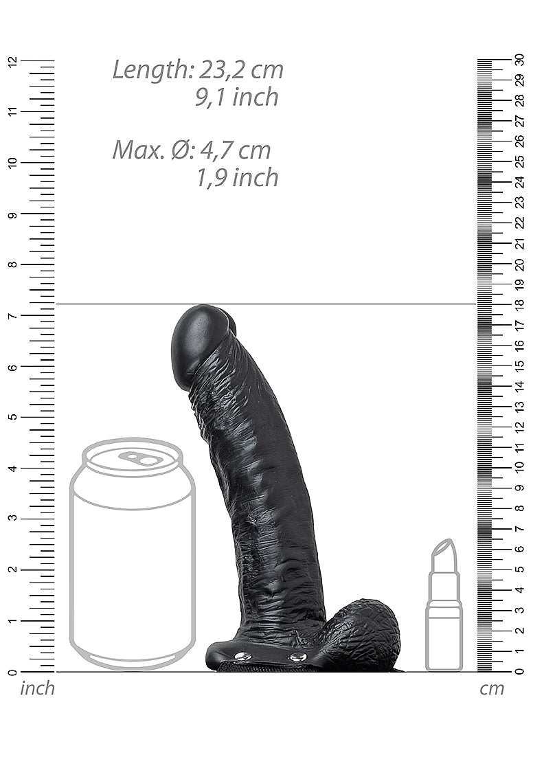 Vibrating Hollow Strap-on with Balls - 18 cm