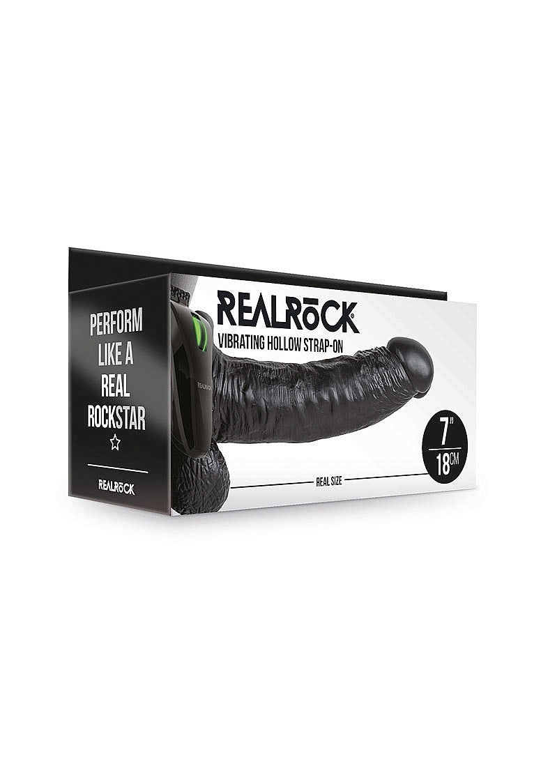 Vibrating Hollow Strap-on with Balls - 18 cm