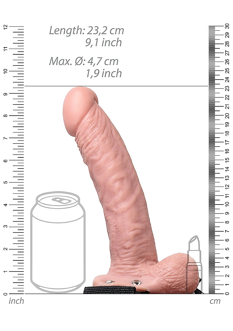 Vibrating Hollow Strap-on with Balls - 7``/ 18