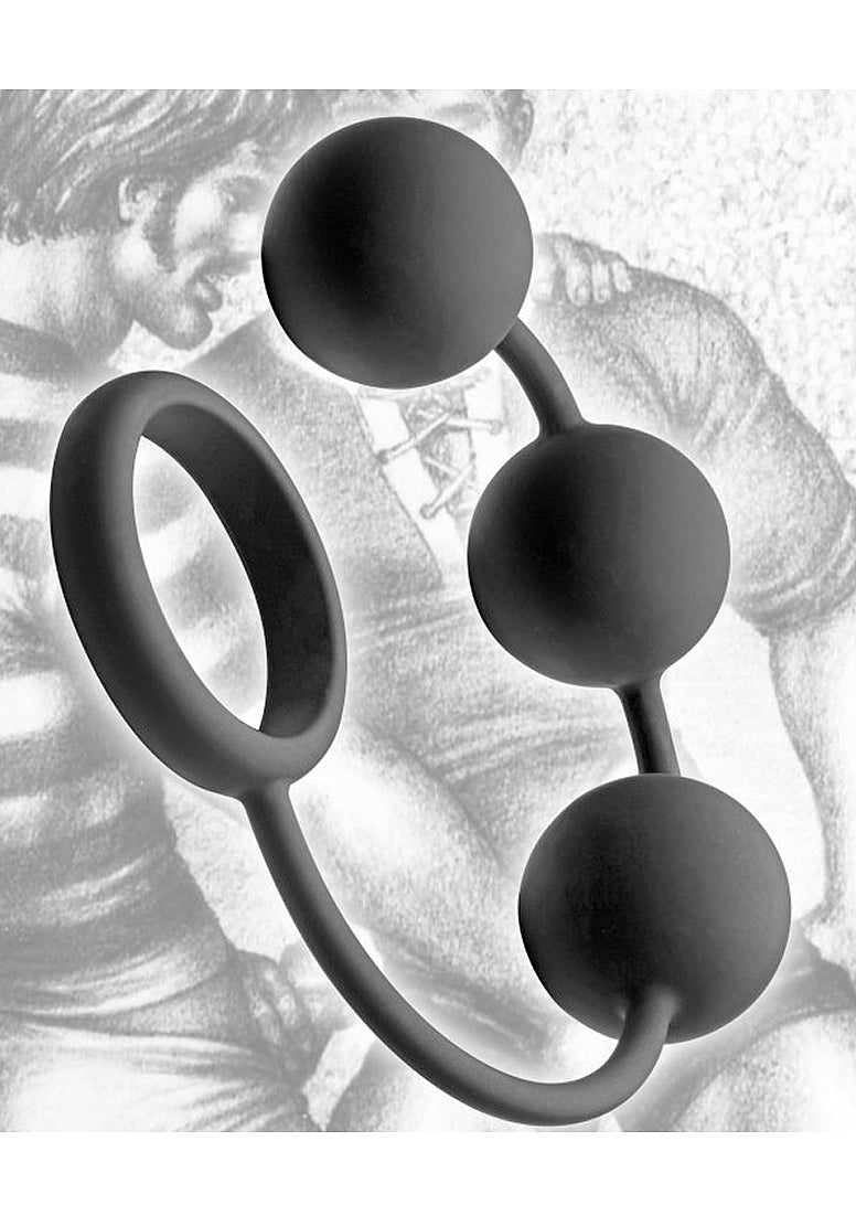 Silicone Cock Ring with 3 Weighted Balls