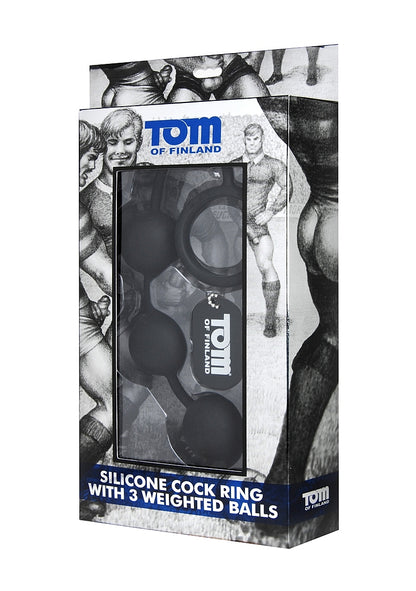 Silicone Cock Ring with 3 Weighted Balls