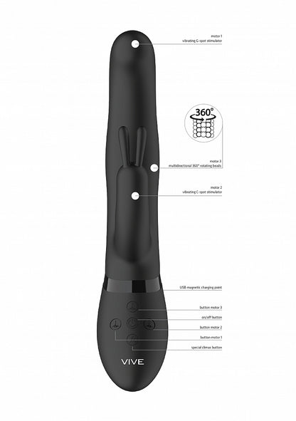 Izara - Perles rotatives Lapin - Noir