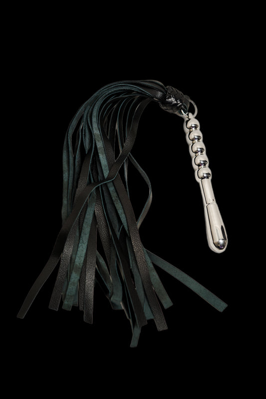 Stainless Steel Handle Leather Flogger