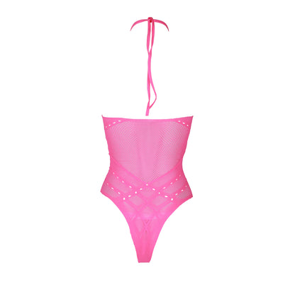 Body with Halter Neck - One Size - Neon Pink