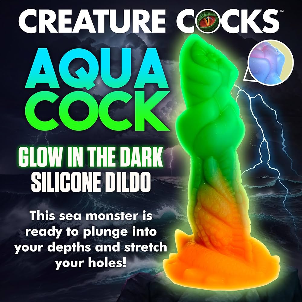Dildo Fantastico Brilla en la Oscuridad Aqua Cock - Creature Cocks