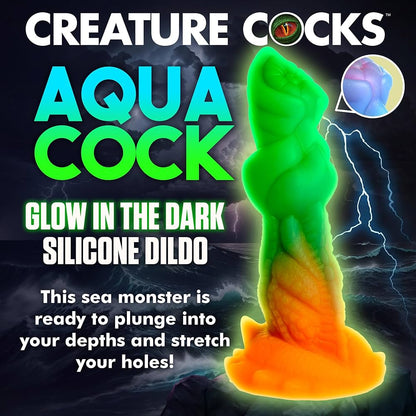 Dildo Fantastico Brilla en la Oscuridad Aqua Cock - Creature Cocks