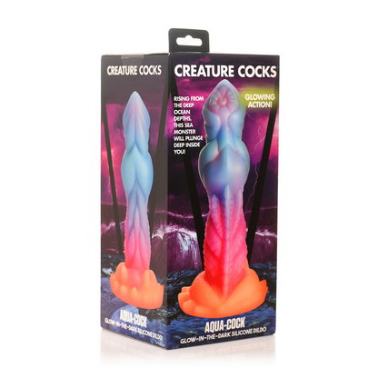 Dildo Fantastico Brilla en la Oscuridad Aqua Cock - Creature Cocks