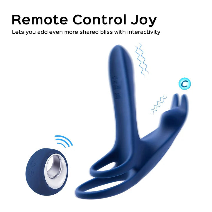 Blue Box - Anillo vibrador con Funda para el pene con Mando a distancia